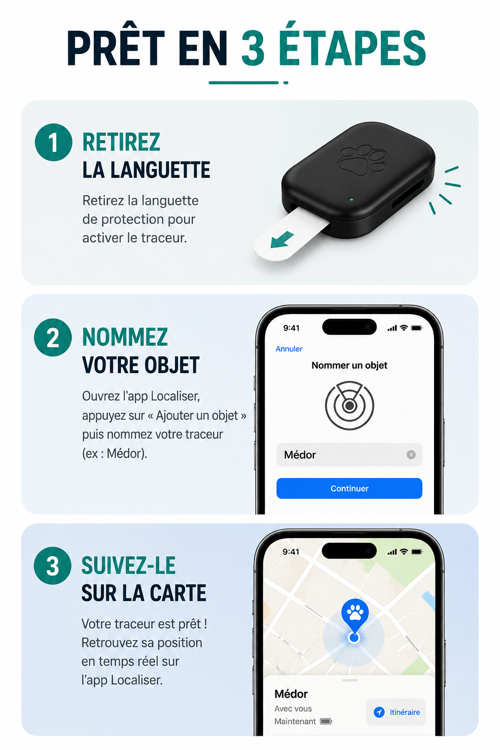 Collier Traceur GPS pour Chat – Compatible Apple Localiser (Find My)