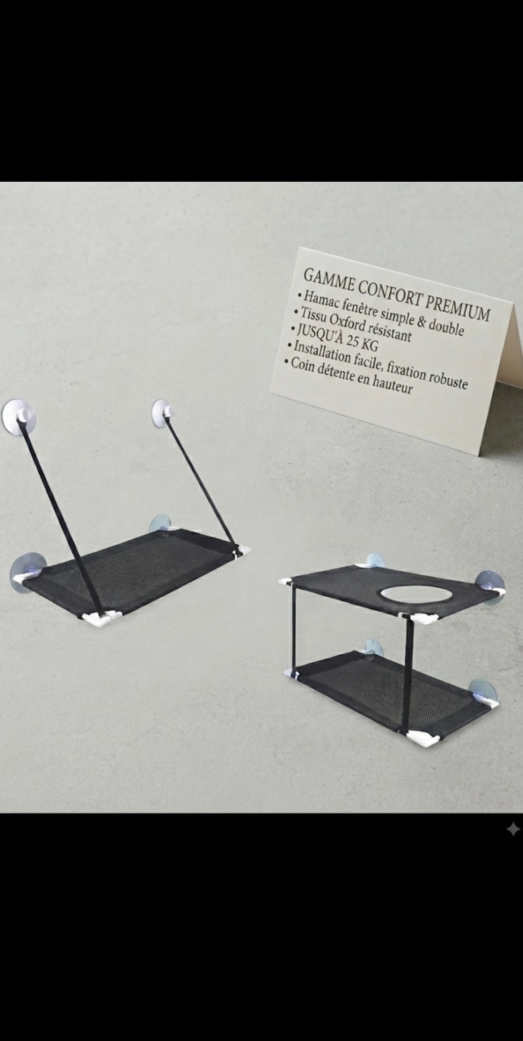 Lit Suspendu Double Niveau pour Chat – Hamac de Fenêtre Ultra Résistant (25 kg)