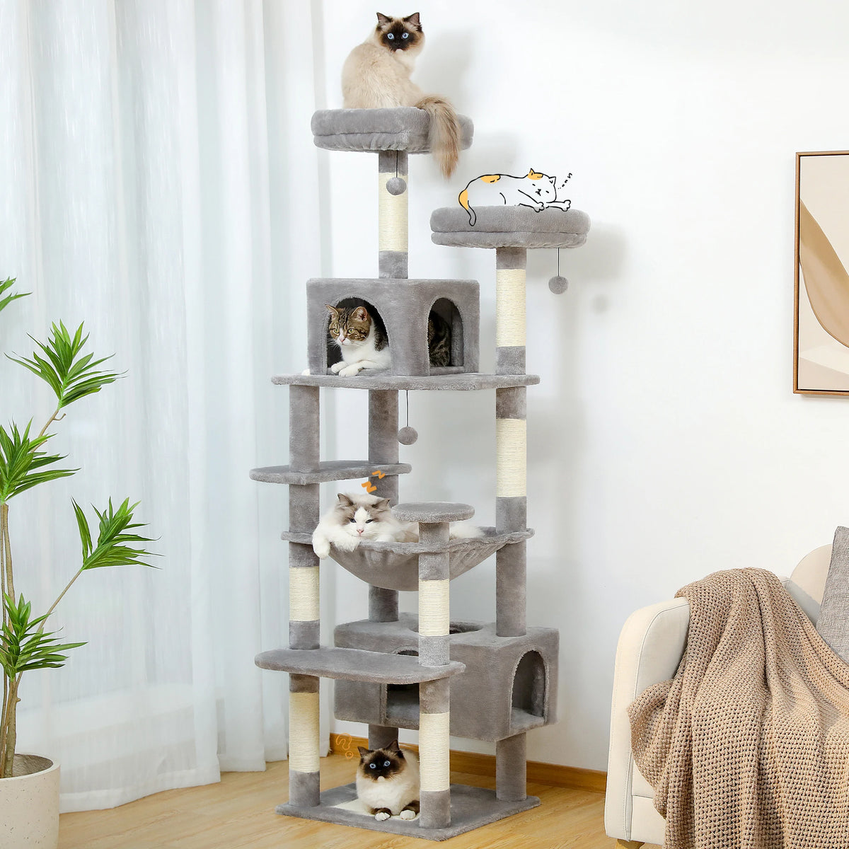 Arbre à Chat Premium XXL avec Hamac & Niche