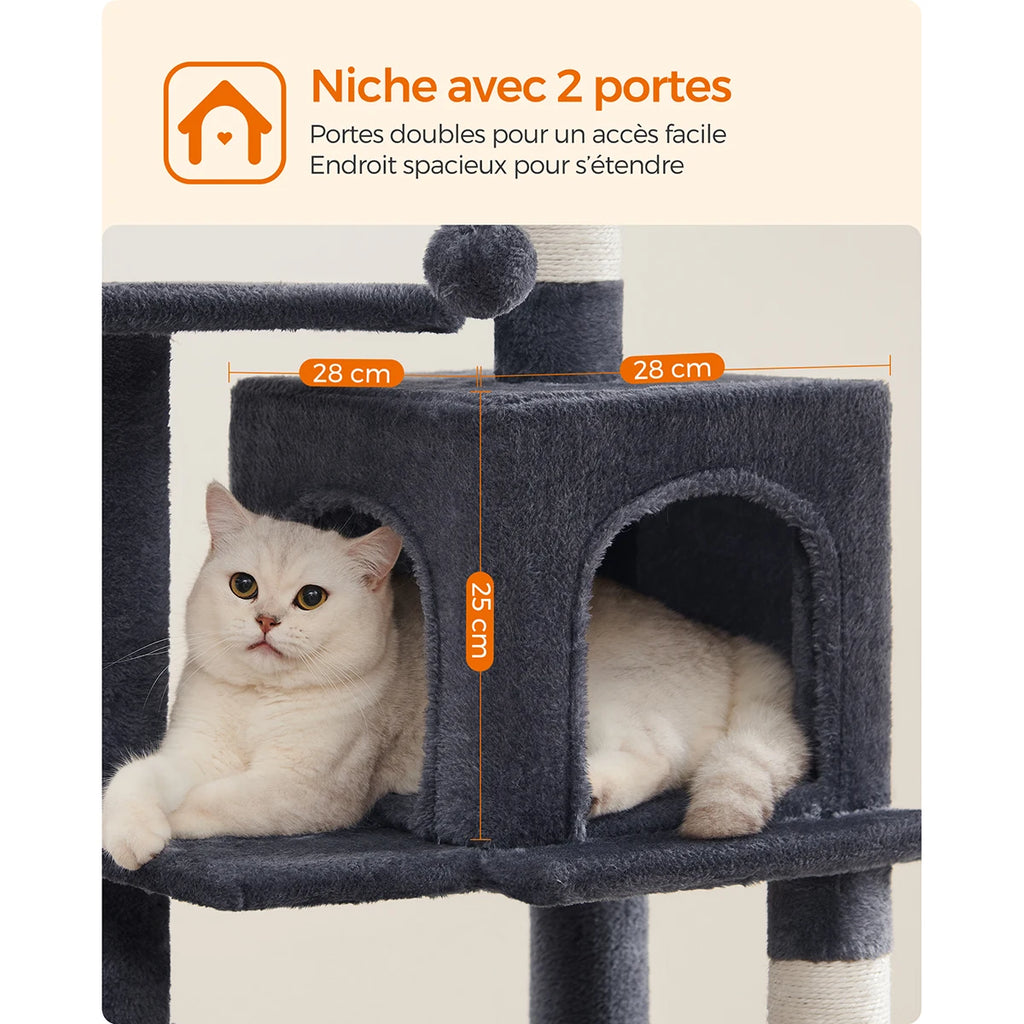 Arbre à Chat Premium 112 cm – Niche, Hamac & Griffoirs