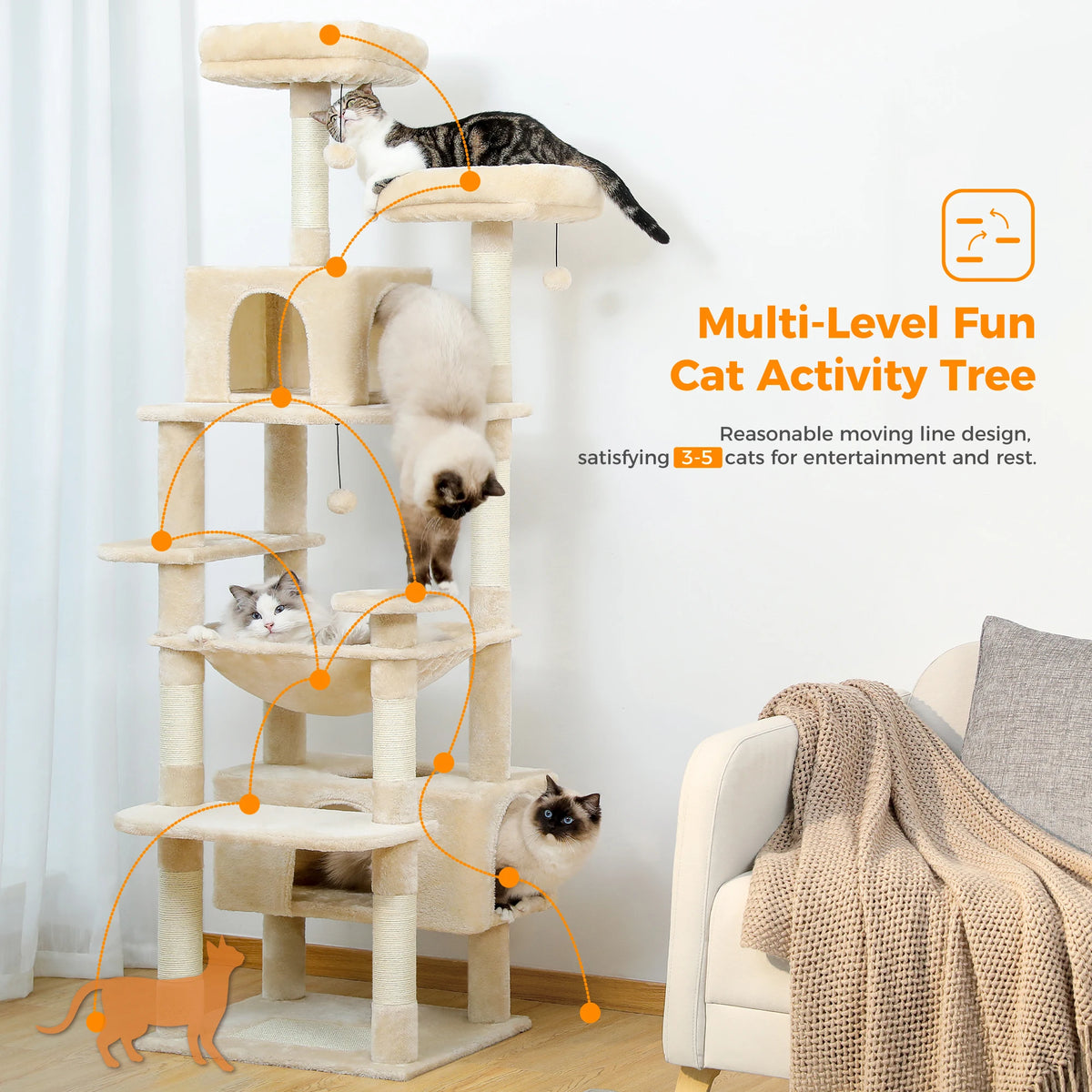 Arbre à Chat Premium XXL avec Hamac & Niche